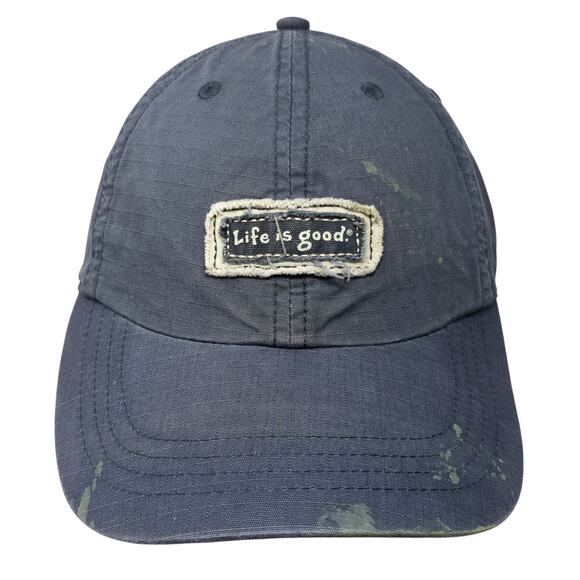Life Is Good Strapback Baseball Cap Blue One Size Adjustable Embroidered 6 Panel - Picture 1 of 9